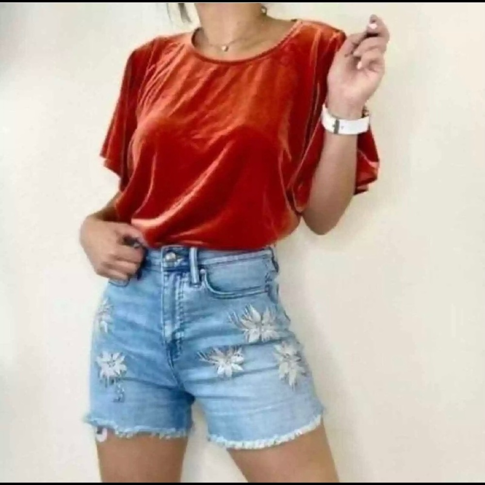 Madewell Rust Velvet Crop Shirt XS NWOT